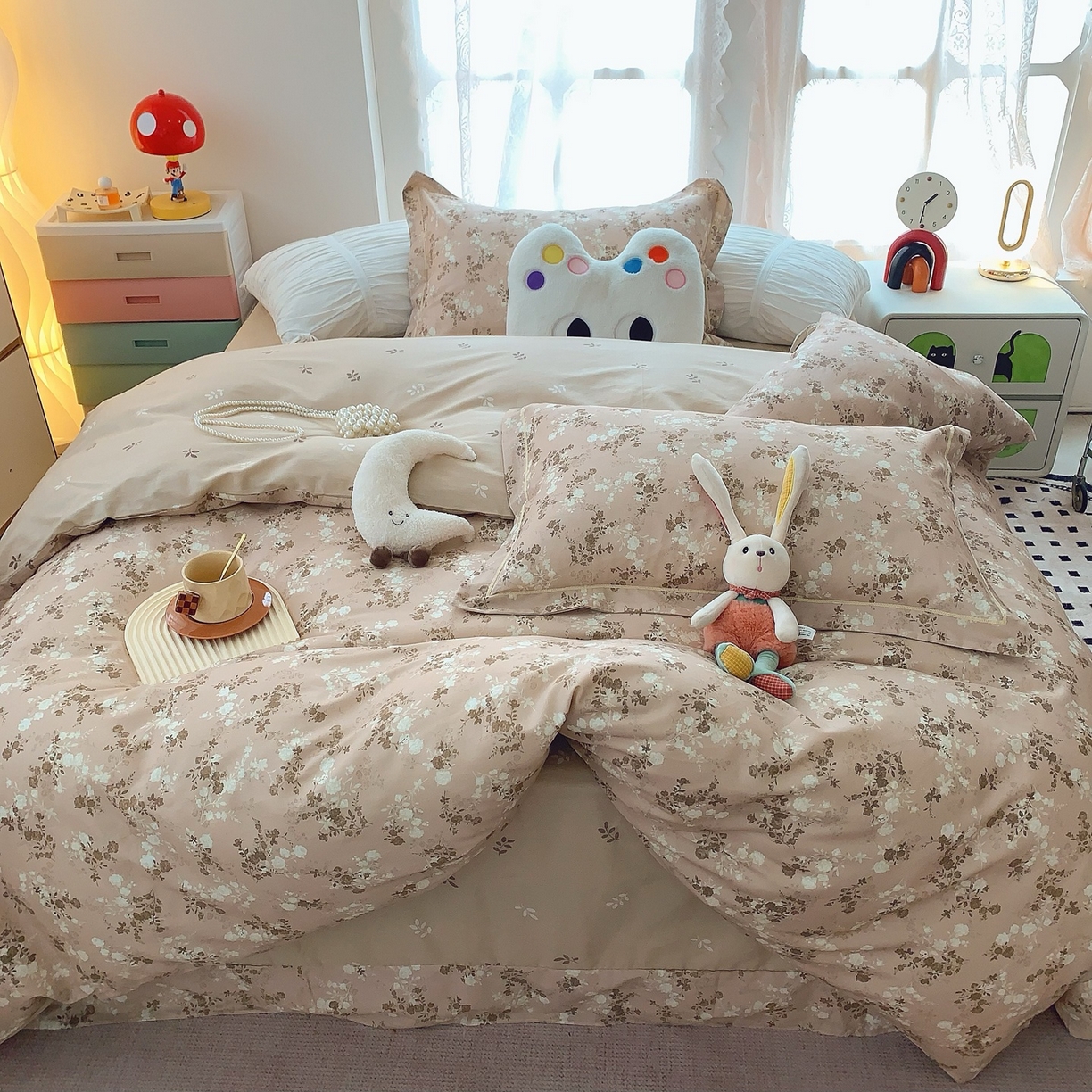 91家纺网 家纺一手货源 找家纺 奈萝家纺 2025新款全棉纯棉小清新印花四件套-第二波 安之若素