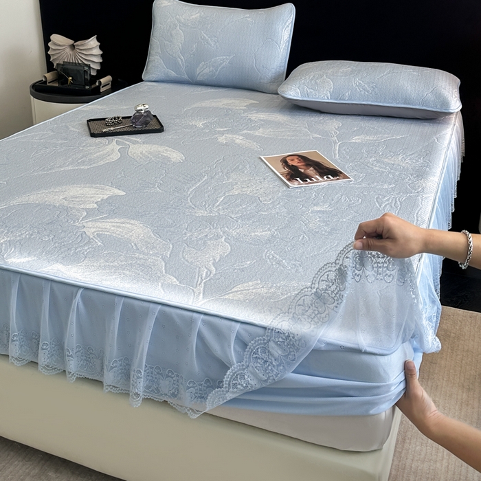 91家纺网 家纺一手货源 找家纺 （总）布柔 2026新款PE床笠床裙凉席中分子双面提花复合凉豆豆软席二合一可机洗