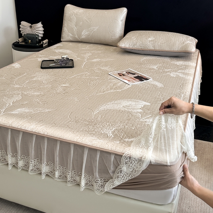 91家纺网 家纺一手货源 找家纺 （总）布柔 2026新款PE床笠床裙凉席中分子双面提花复合凉豆豆软席二合一可机洗