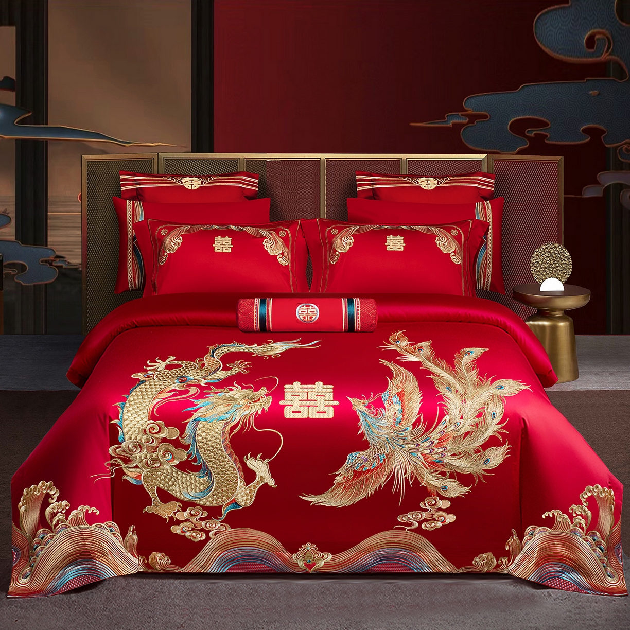 91家纺网 家纺一手货源 找家纺 柏拉图 2026新款100s长绒棉纯棉贡缎提花重工艺刺绣婚庆四件套多件套