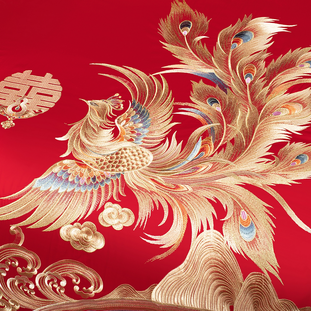 91家纺网 家纺一手货源 找家纺 柏拉图 2026新款100s长绒棉纯棉贡缎提花重工艺刺绣婚庆四件套多件套 九五至尊