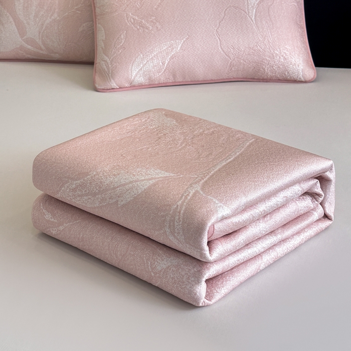 91家纺网 家纺一手货源 找家纺 布柔 2026新款PE床笠床裙凉席中分子双面提花复合凉豆豆软席二合一可机洗 花韵粉