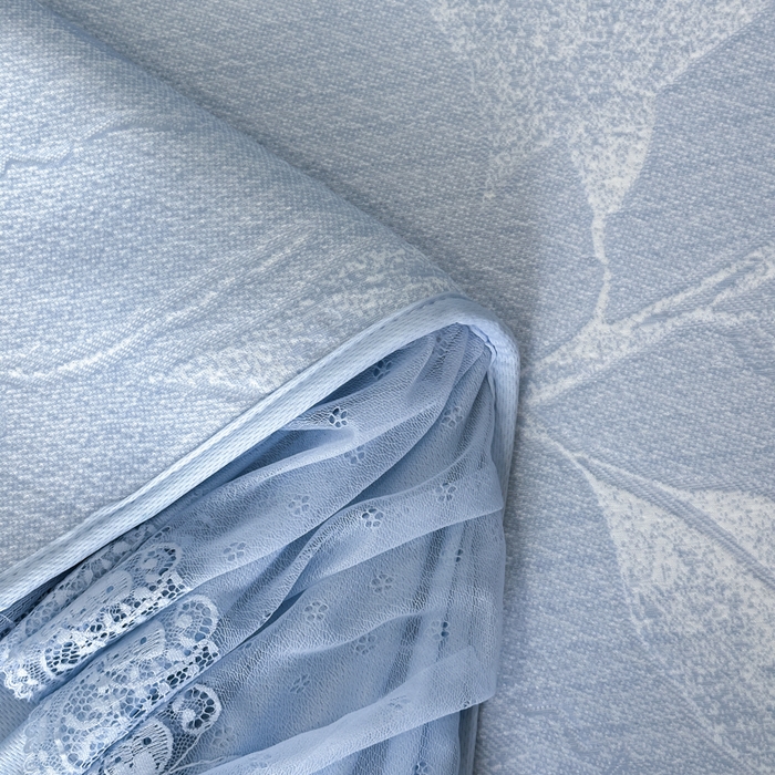 91家纺网 家纺一手货源 找家纺 布柔 2026新款PE床笠床裙凉席中分子双面提花复合凉豆豆软席二合一可机洗 花韵蓝