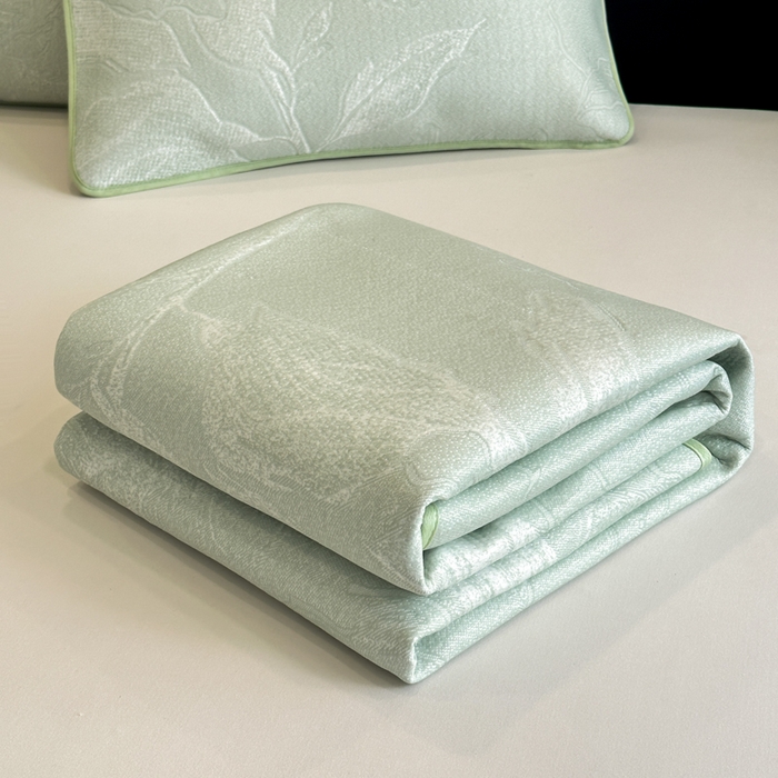 91家纺网 家纺一手货源 找家纺 布柔 2026新款PE床笠床裙凉席中分子双面提花复合凉豆豆软席二合一可机洗 花韵绿