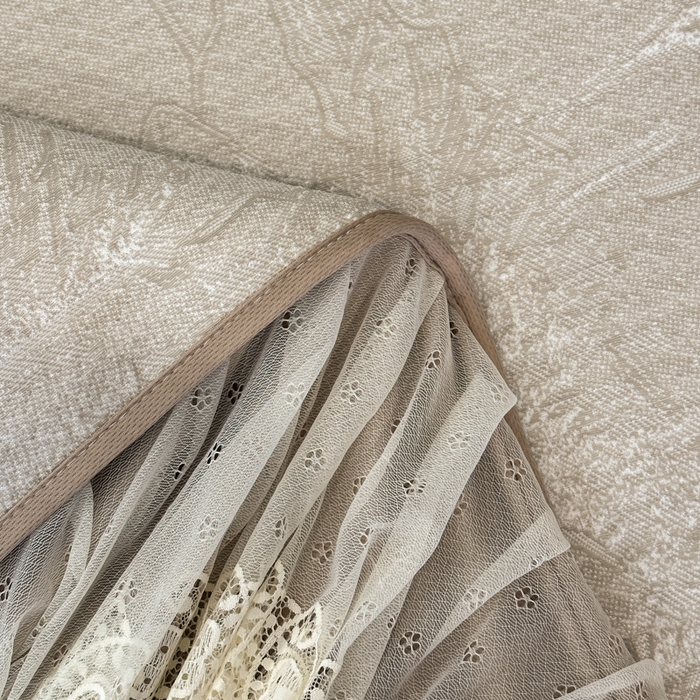 91家纺网 家纺一手货源 找家纺 布柔 2026新款PE床笠床裙凉席中分子双面提花复合凉豆豆软席二合一可机洗 花韵驼