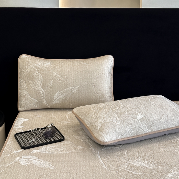 91家纺网 家纺一手货源 找家纺 布柔 2026新款PE床笠床裙凉席中分子双面提花复合凉豆豆软席二合一可机洗 花韵驼