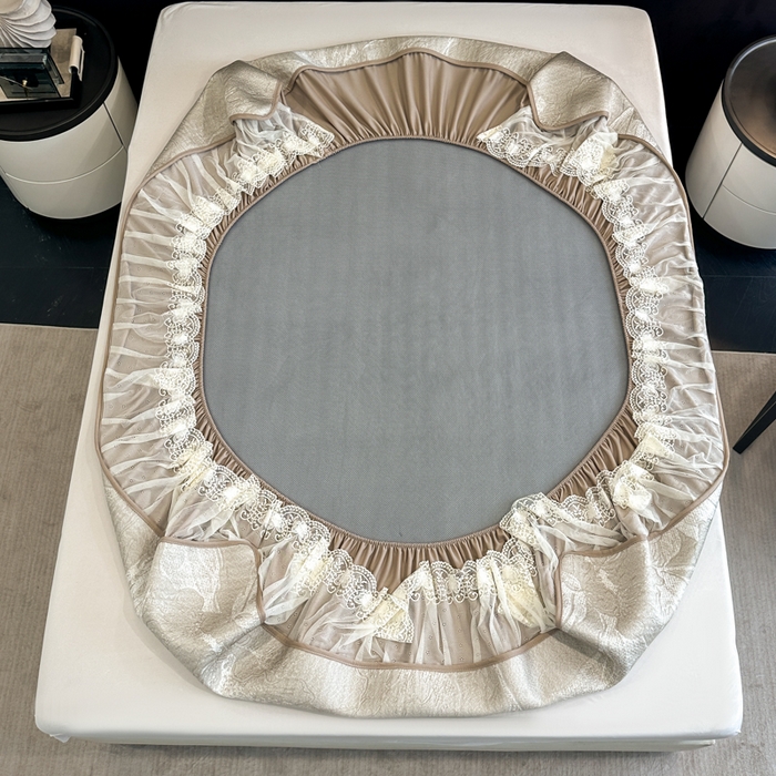 91家纺网 家纺一手货源 找家纺 布柔 2026新款PE床笠床裙凉席中分子双面提花复合凉豆豆软席二合一可机洗 花韵驼