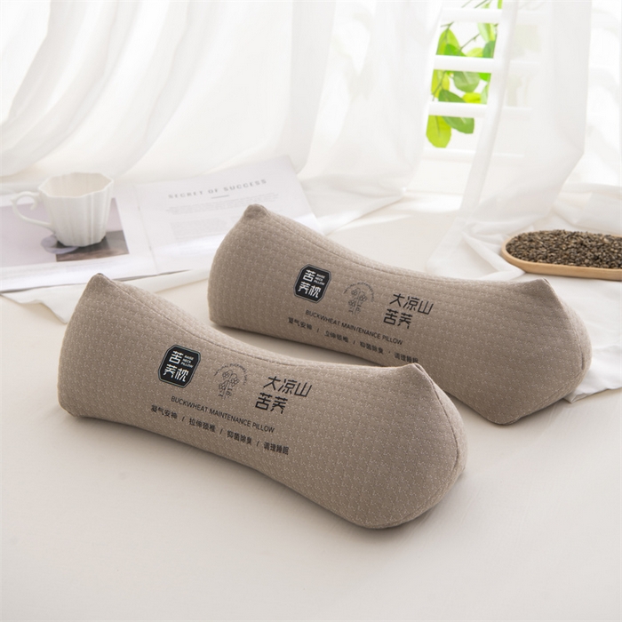 91家纺网 家纺一手货源 找家纺 （总）仁宇枕业 2026新款新品针织棉大凉山苦荞圆形颈椎护颈枕全荞麦壳腰枕头枕芯