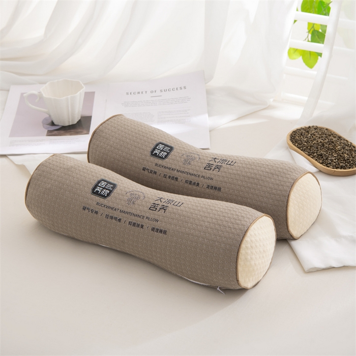 91家纺网 家纺一手货源 找家纺 （总）仁宇枕业 2026新款新品针织棉大凉山苦荞圆形颈椎护颈枕全荞麦壳腰枕头枕芯