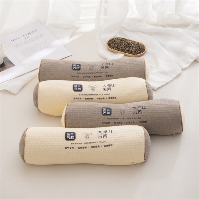 91家纺网 家纺一手货源 找家纺 （总）仁宇枕业 2026新款新品针织棉大凉山苦荞圆形颈椎护颈枕全荞麦壳腰枕头枕芯
