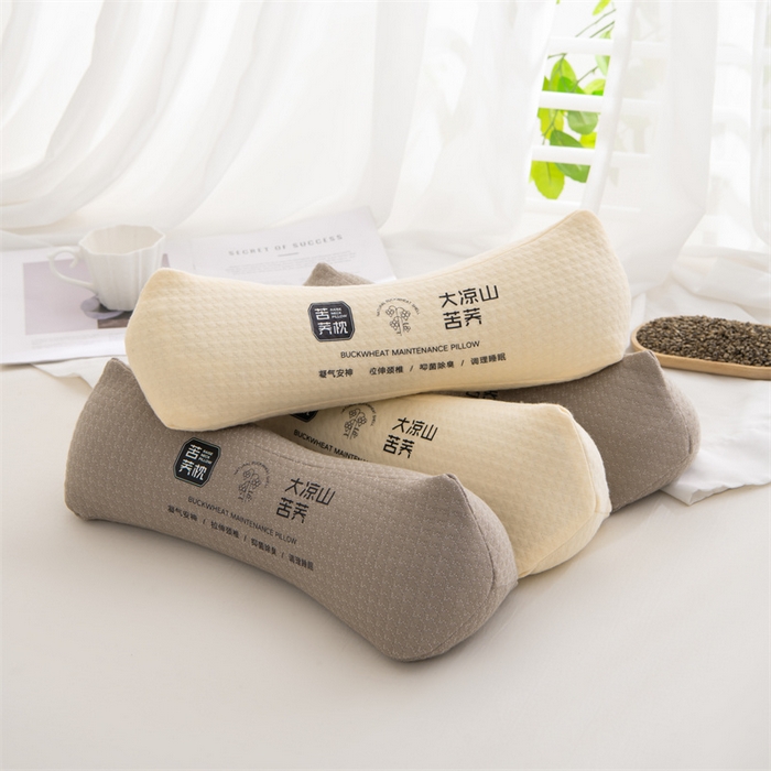 91家纺网 家纺一手货源 找家纺 仁宇枕业 2026新款新品针织棉大凉山苦荞圆形颈椎护颈枕全荞麦壳腰枕头枕芯 凉山苦荞圆形颈椎枕-深咖色