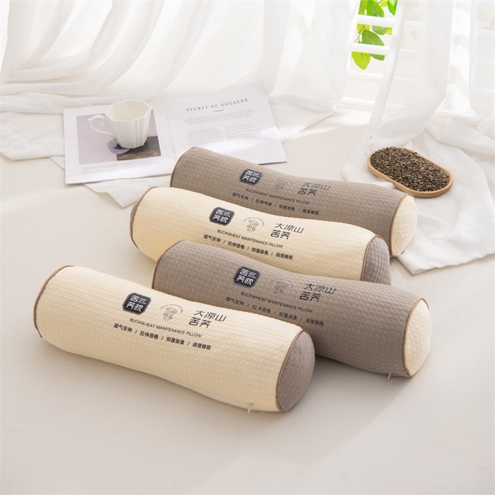 91家纺网 家纺一手货源 找家纺 仁宇枕业 2026新款新品针织棉大凉山苦荞圆形颈椎护颈枕全荞麦壳腰枕头枕芯 凉山苦荞圆形颈椎枕-深咖色