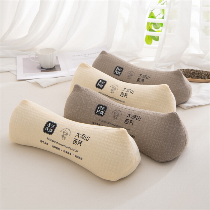 91家纺网 家纺一手货源 找家纺 仁宇枕业 2026新款新品针织棉大凉山苦荞圆形颈椎护颈枕全荞麦壳腰枕头枕芯 凉山苦荞圆形颈椎枕-深咖色