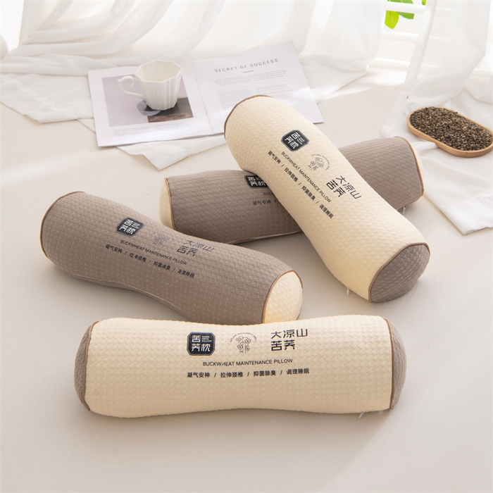 91家纺网 家纺一手货源 找家纺 仁宇枕业 2026新款新品针织棉大凉山苦荞圆形颈椎护颈枕全荞麦壳腰枕头枕芯 凉山苦荞圆形颈椎枕-深咖色