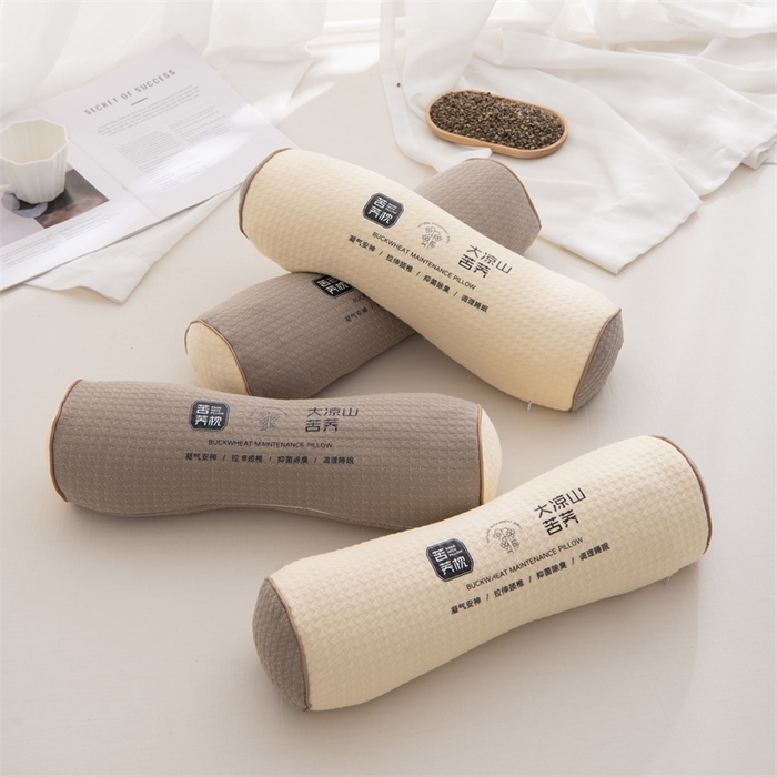 91家纺网 家纺一手货源 找家纺 仁宇枕业 2026新款新品针织棉大凉山苦荞圆形颈椎护颈枕全荞麦壳腰枕头枕芯 凉山苦荞圆形颈椎枕-深咖色