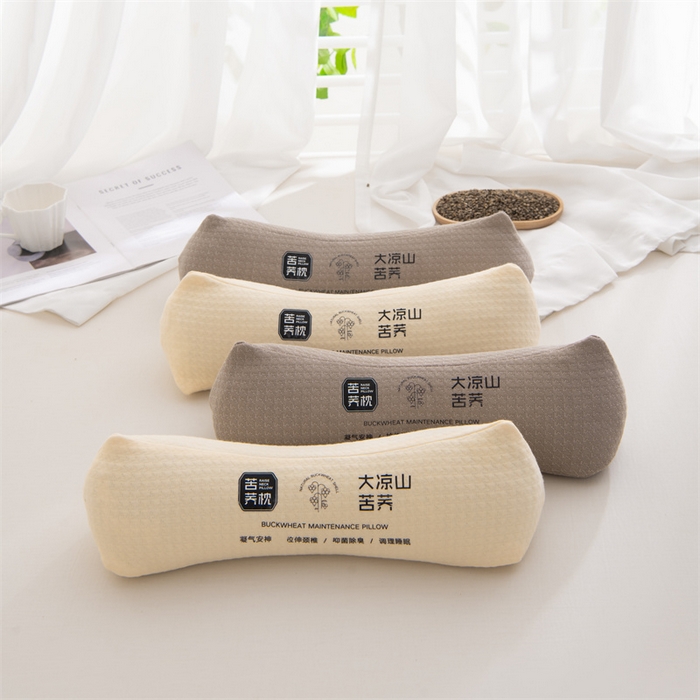91家纺网 家纺一手货源 找家纺 仁宇枕业 2026新款新品针织棉大凉山苦荞圆形颈椎护颈枕全荞麦壳腰枕头枕芯 凉山苦荞圆形颈椎枕-深咖色