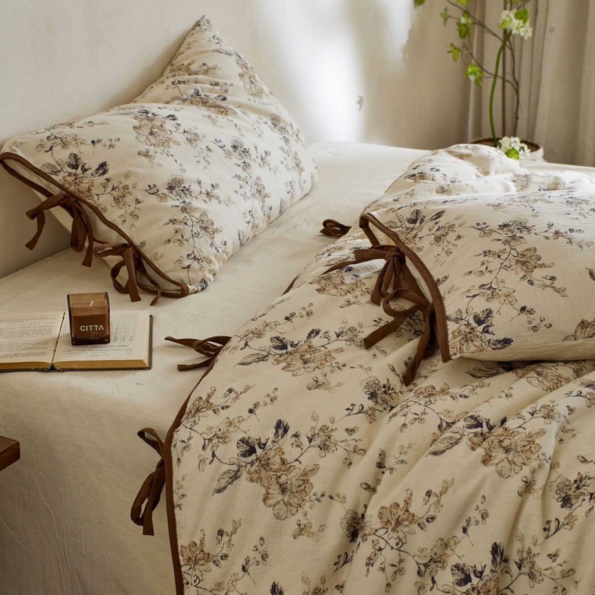 91家纺网 家纺一手货源 找家纺 （总）由丽家纺 2026新款法式复古风棉麻绑带款四件套