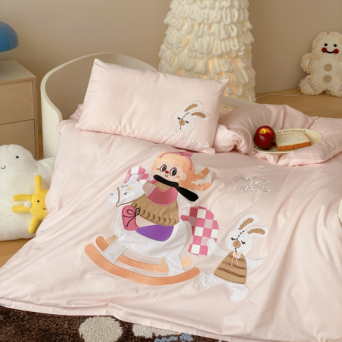 91家纺网 家纺一手货源 找家纺 宝贝优选 2026新款100支澳棉纯棉幼儿园学生三件套多件套 木马公主