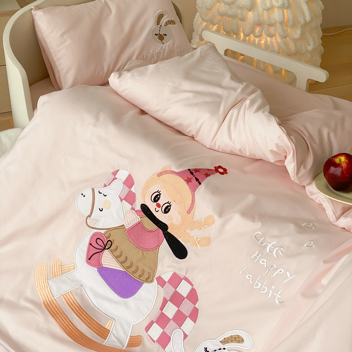 91家纺网 家纺一手货源 找家纺 宝贝优选 2026新款100支澳棉纯棉幼儿园学生三件套多件套 木马公主