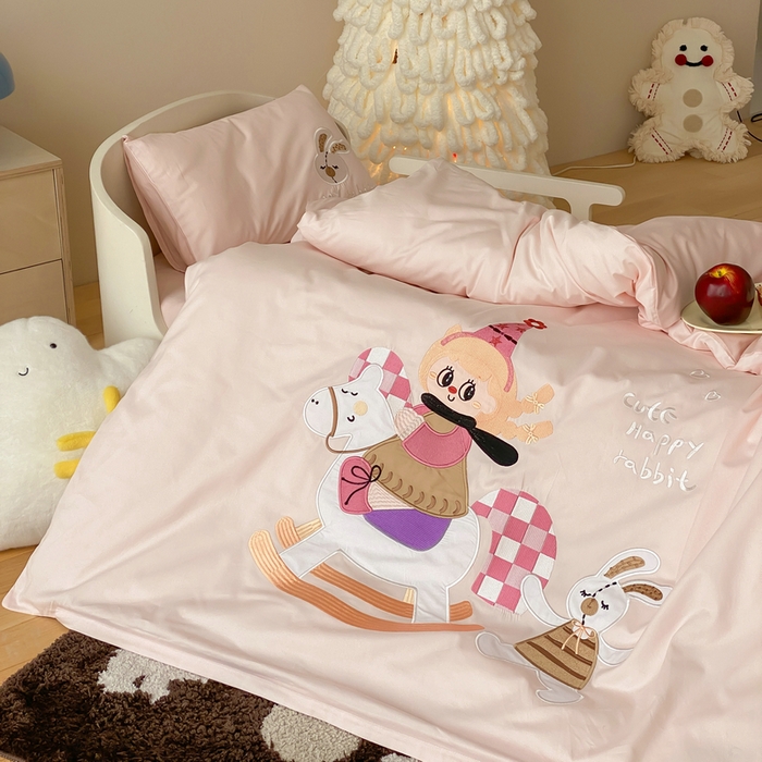 91家纺网 家纺一手货源 找家纺 宝贝优选 2026新款100支澳棉纯棉幼儿园学生三件套多件套 木马公主