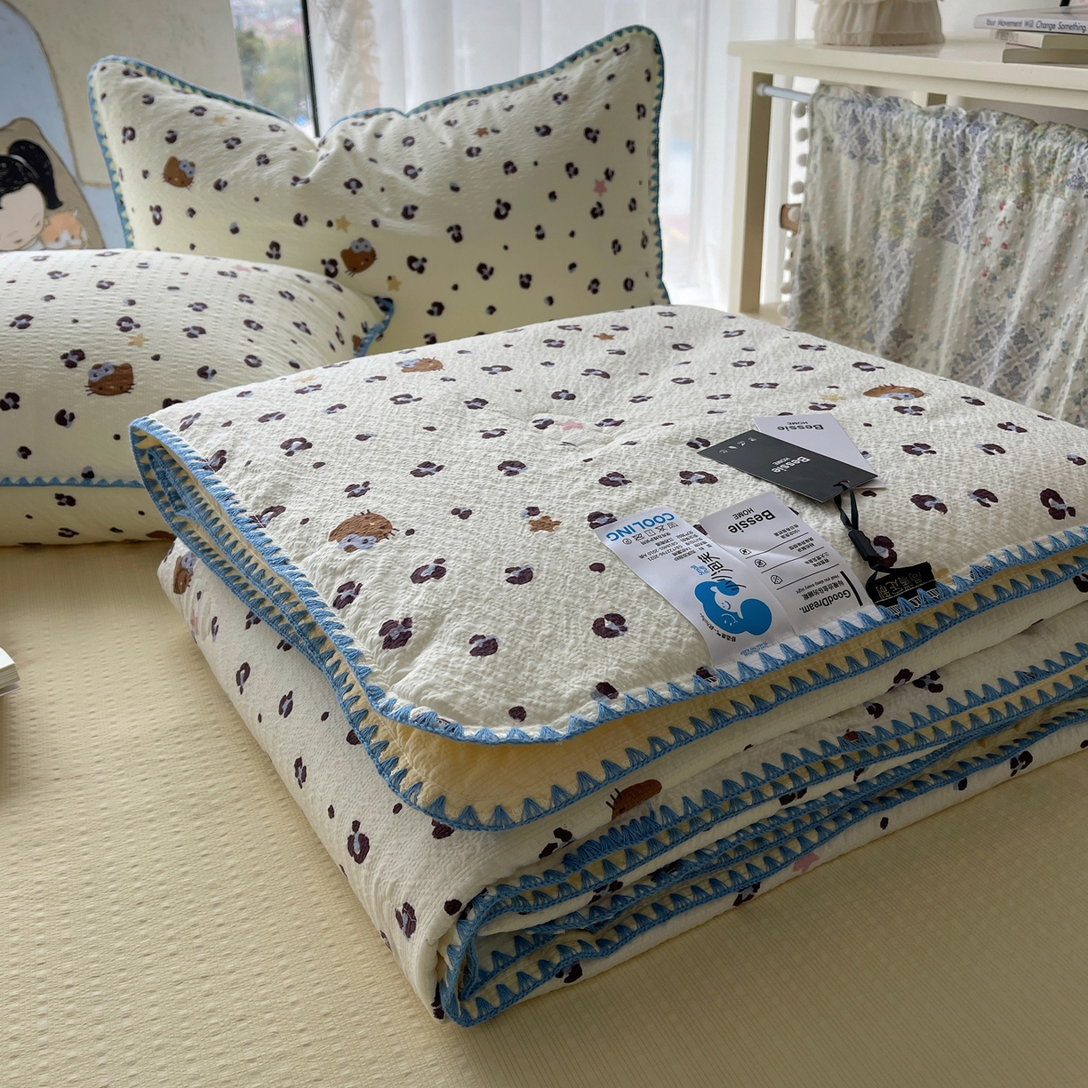 （总）几禾 2026春夏新款泡芙纱贝壳边夏被夏凉被空调被四件套