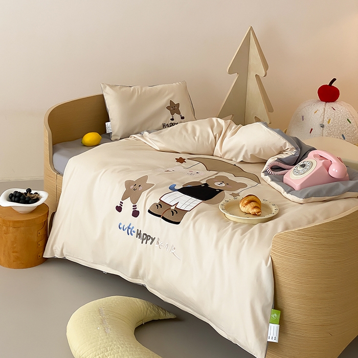 91家纺网 家纺一手货源 找家纺 宝贝优选 2026新款100支澳棉纯棉幼儿园学生三件套多件套 伞荫熊趣