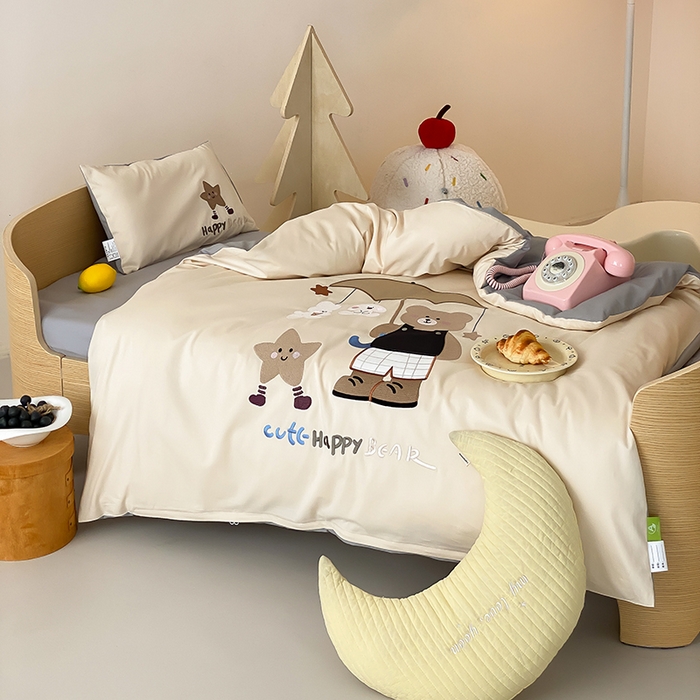 91家纺网 家纺一手货源 找家纺 宝贝优选 2026新款100支澳棉纯棉幼儿园学生三件套多件套 伞荫熊趣