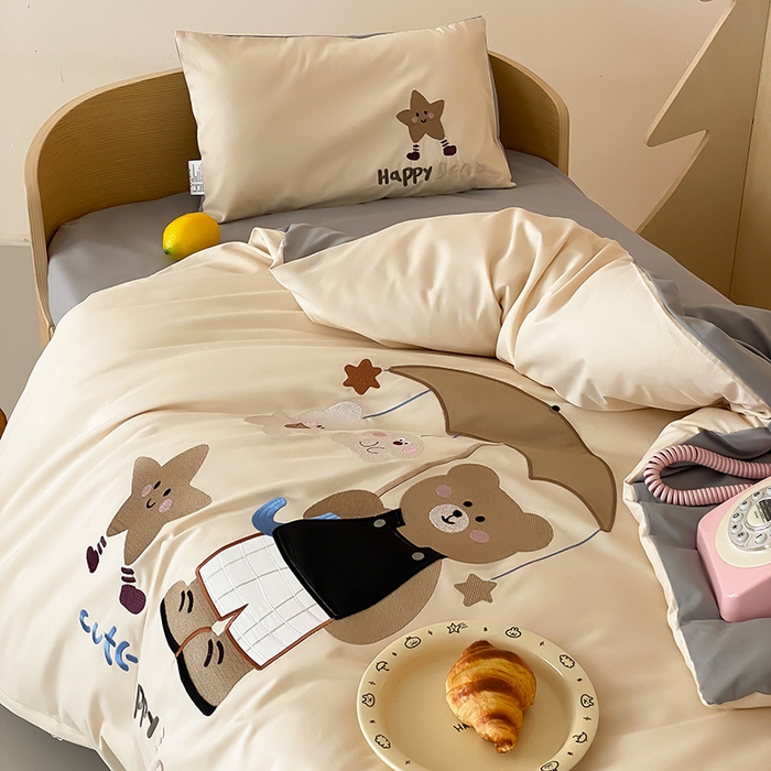 91家纺网 家纺一手货源 找家纺 宝贝优选 2026新款100支澳棉纯棉幼儿园学生三件套多件套 伞荫熊趣