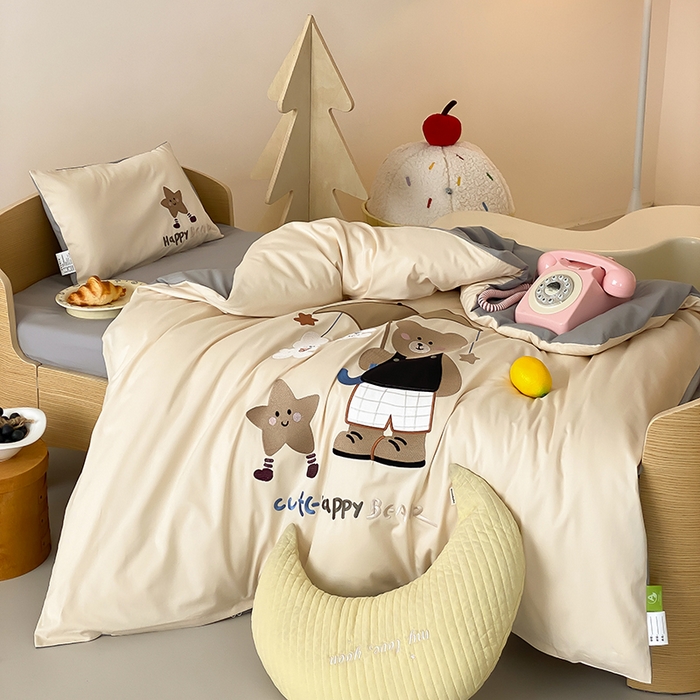 91家纺网 家纺一手货源 找家纺 宝贝优选 2026新款100支澳棉纯棉幼儿园学生三件套多件套 伞荫熊趣