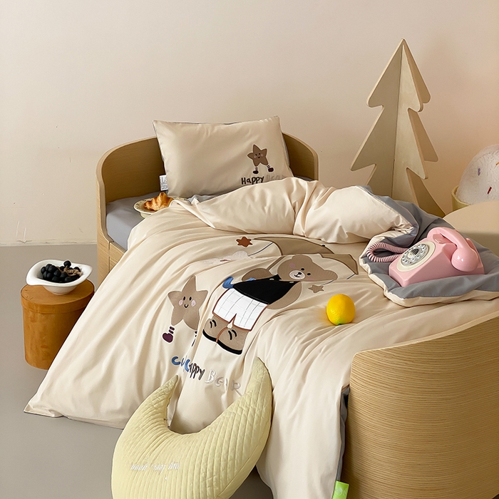 91家纺网 家纺一手货源 找家纺 宝贝优选 2026新款100支澳棉纯棉幼儿园学生三件套多件套 伞荫熊趣