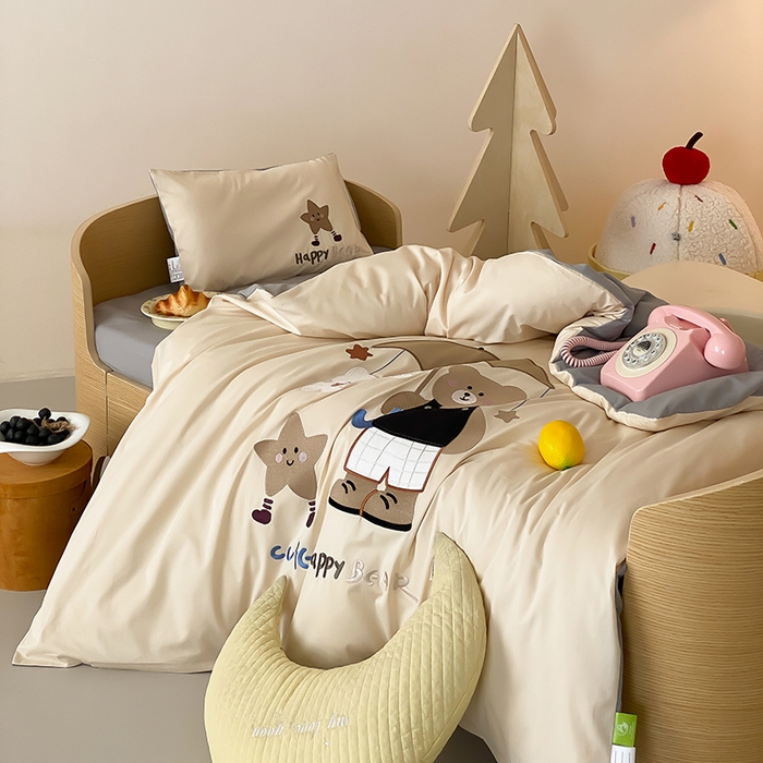 91家纺网 家纺一手货源 找家纺 宝贝优选 2026新款100支澳棉纯棉幼儿园学生三件套多件套 伞荫熊趣