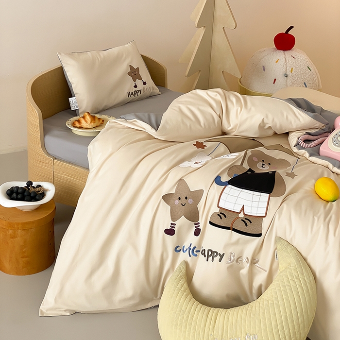 91家纺网 家纺一手货源 找家纺 宝贝优选 2026新款100支澳棉纯棉幼儿园学生三件套多件套 伞荫熊趣