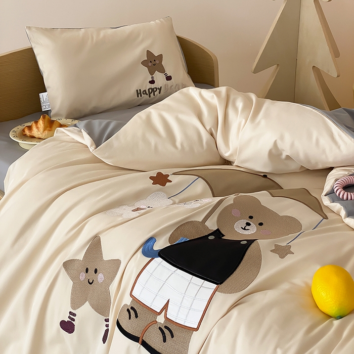 91家纺网 家纺一手货源 找家纺 宝贝优选 2026新款100支澳棉纯棉幼儿园学生三件套多件套 伞荫熊趣