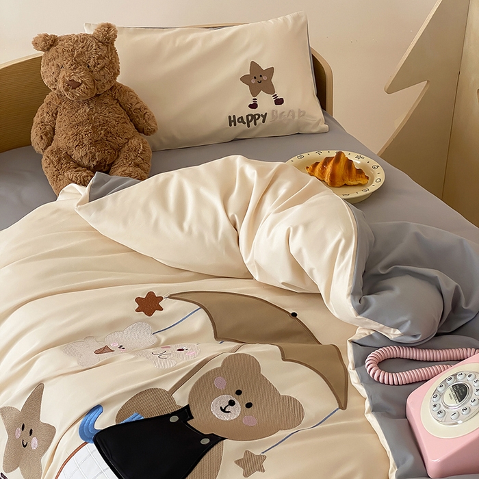 91家纺网 家纺一手货源 找家纺 宝贝优选 2026新款100支澳棉纯棉幼儿园学生三件套多件套 伞荫熊趣