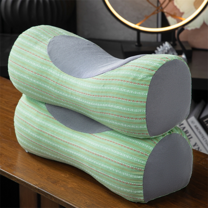 91家纺网 家纺一手货源 找家纺 仁宇枕业 2026新款新品全棉色织提花水洗棉元宝护颈椎全荞麦枕头枕芯 元宝荞麦枕-深绿色