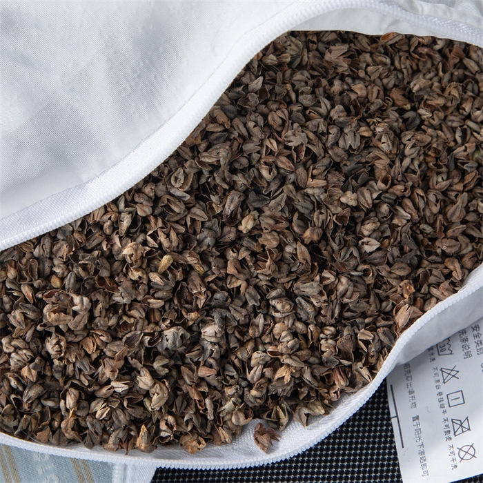 91家纺网 家纺一手货源 找家纺 仁宇枕业 2026新款新品全棉色织提花水洗棉元宝护颈椎全荞麦枕头枕芯 元宝荞麦枕-灰蓝色