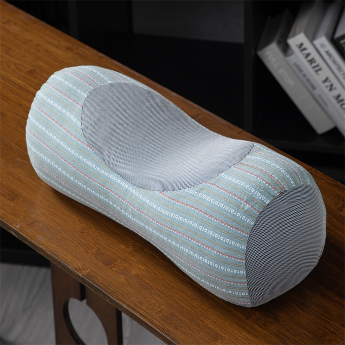 91家纺网 家纺一手货源 找家纺 仁宇枕业 2026新款新品全棉色织提花水洗棉元宝护颈椎全荞麦枕头枕芯 元宝荞麦枕-蓝绿色