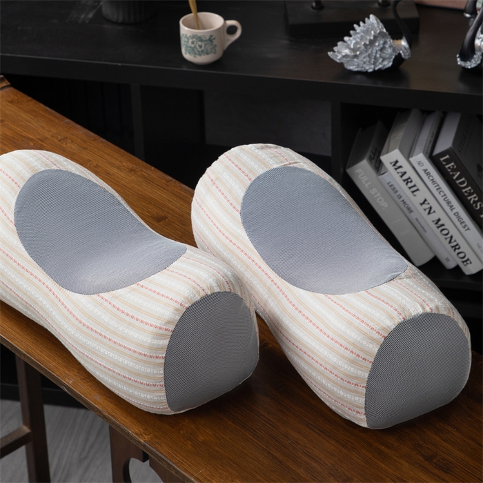 91家纺网 家纺一手货源 找家纺 仁宇枕业 2026新款新品全棉色织提花水洗棉元宝护颈椎全荞麦枕头枕芯 元宝荞麦枕-米黄