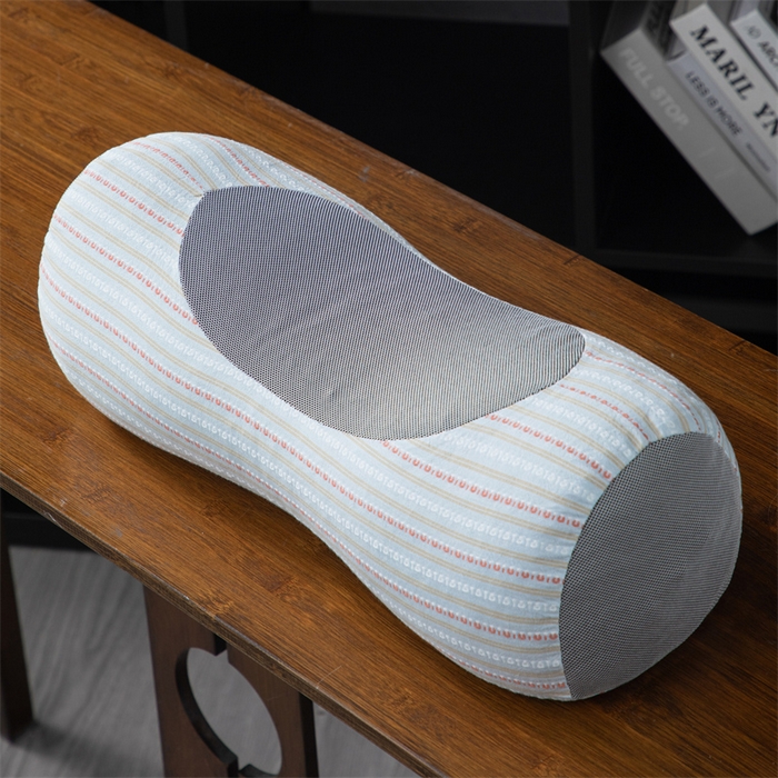 91家纺网 家纺一手货源 找家纺 仁宇枕业 2026新款新品全棉色织提花水洗棉元宝护颈椎全荞麦枕头枕芯 元宝荞麦枕-灰蓝色