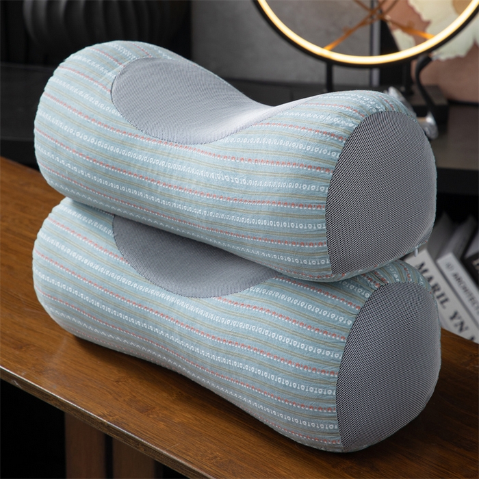 91家纺网 家纺一手货源 找家纺 仁宇枕业 2026新款新品全棉色织提花水洗棉元宝护颈椎全荞麦枕头枕芯 元宝荞麦枕-蓝绿色