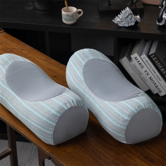 91家纺网 家纺一手货源 找家纺 仁宇枕业 2026新款新品全棉色织提花水洗棉元宝护颈椎全荞麦枕头枕芯 元宝荞麦枕-蓝绿色