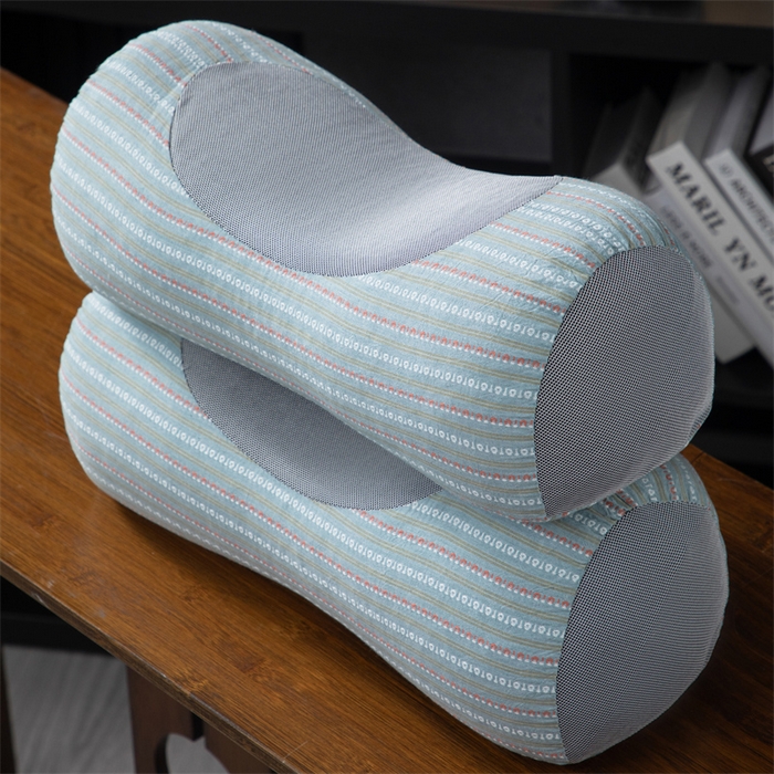 91家纺网 家纺一手货源 找家纺 仁宇枕业 2026新款新品全棉色织提花水洗棉元宝护颈椎全荞麦枕头枕芯 元宝荞麦枕-蓝绿色