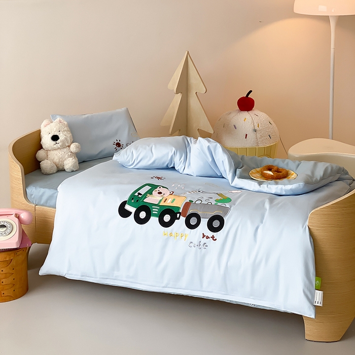 91家纺网 家纺一手货源 找家纺 宝贝优选 2026新款100支澳棉纯棉幼儿园学生三件套多件套 小熊挖土机