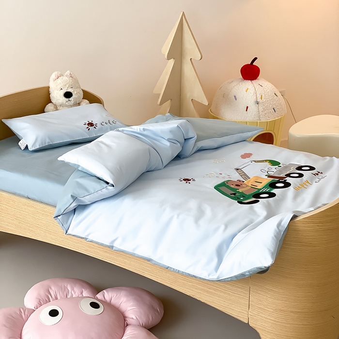 91家纺网 家纺一手货源 找家纺 宝贝优选 2026新款100支澳棉纯棉幼儿园学生三件套多件套 小熊挖土机