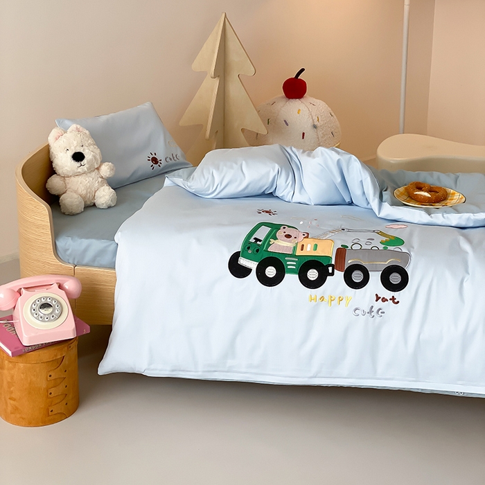 91家纺网 家纺一手货源 找家纺 宝贝优选 2026新款100支澳棉纯棉幼儿园学生三件套多件套 小熊挖土机