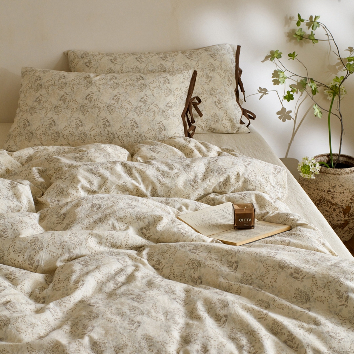 91家纺网 家纺一手货源 找家纺 （总）由丽家纺 2026新款法式复古风棉麻绑带款四件套