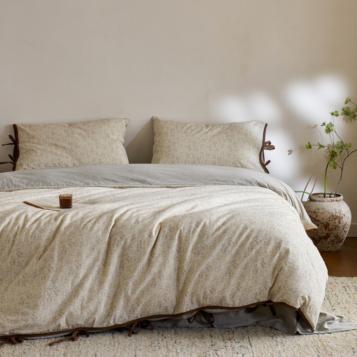 91家纺网 家纺一手货源 找家纺 （总）由丽家纺 2026新款法式复古风棉麻绑带款四件套