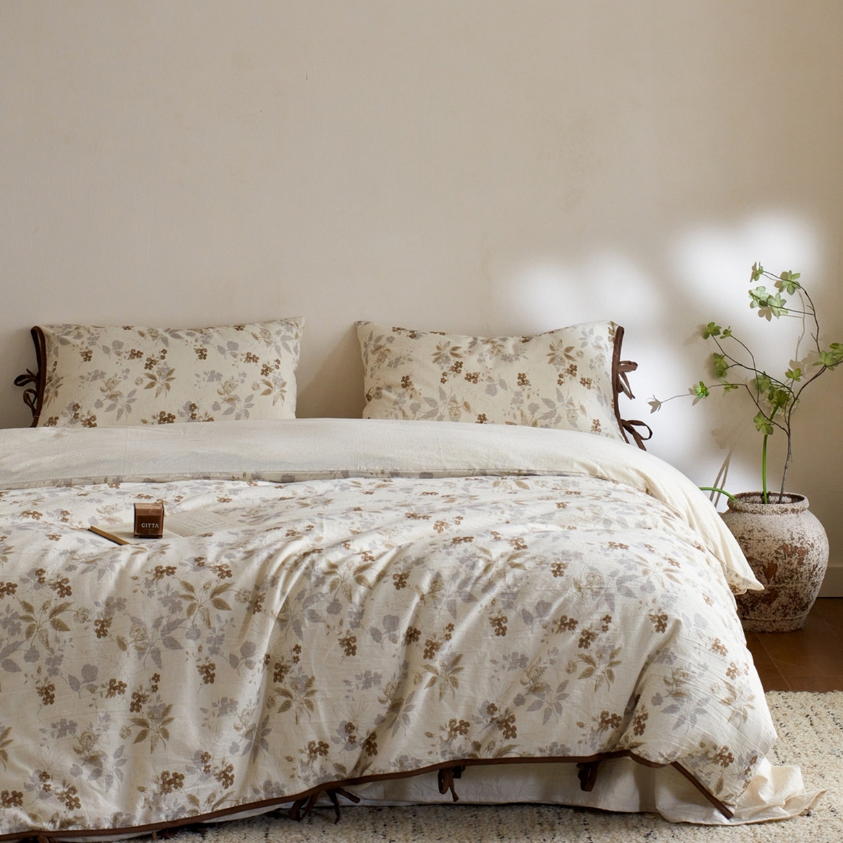 91家纺网 家纺一手货源 找家纺 （总）由丽家纺 2026新款法式复古风棉麻绑带款四件套