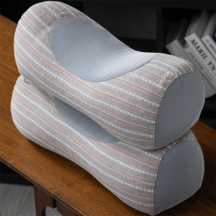 91家纺网 家纺一手货源 找家纺 仁宇枕业 2026新款新品全棉色织提花水洗棉元宝护颈椎全荞麦枕头枕芯 元宝荞麦枕-灰咖色