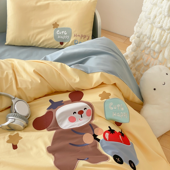 91家纺网 家纺一手货源 找家纺 宝贝优选 2026新款100支澳棉纯棉幼儿园学生三件套多件套 熊熊推车